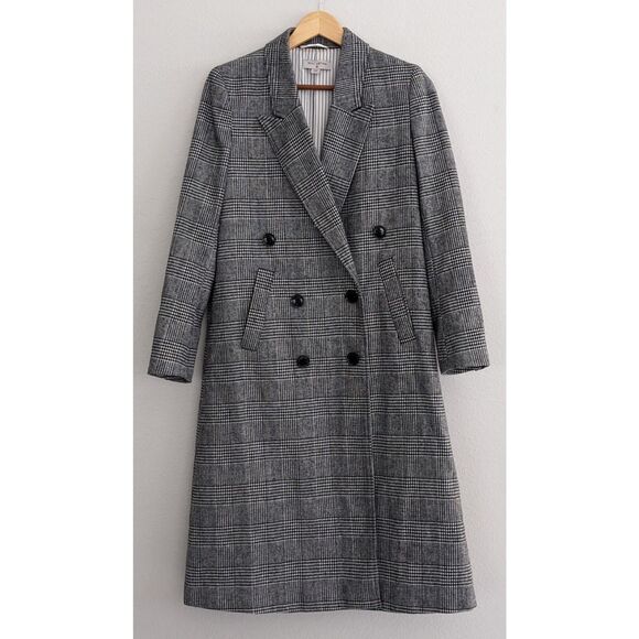 Nili Lotan Jackets & Blazers - Nili Lotan for Target Long Overcoat Plaid Double Breasted Size XXS Black White